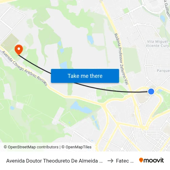 Avenida Doutor Theodureto De Almeida Camargo Campinas - São Paulo Brasil to Fatec Campinas map