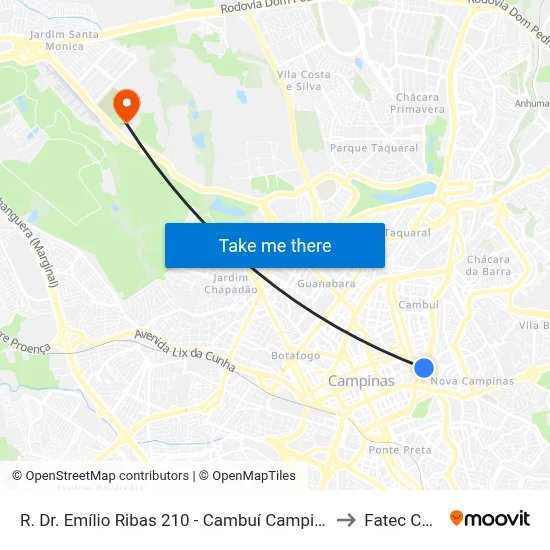 R. Dr. Emílio Ribas 210 - Cambuí Campinas - SP 13025-142 Brasil to Fatec Campinas map