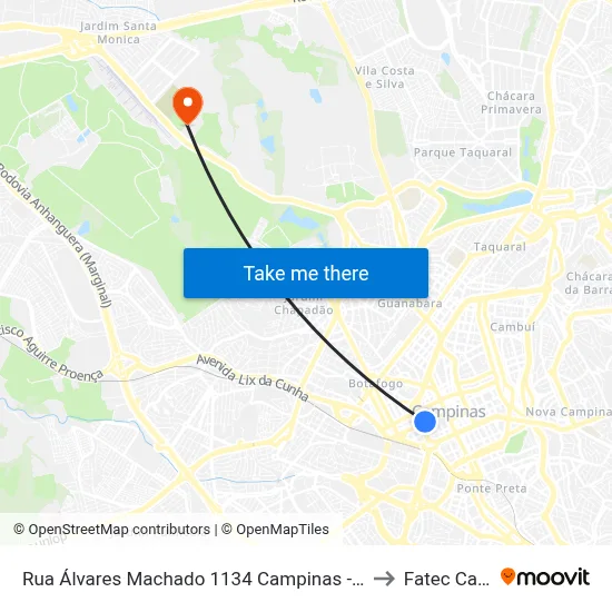 Rua Álvares Machado 1134 Campinas - São Paulo 13010 Brasil to Fatec Campinas map