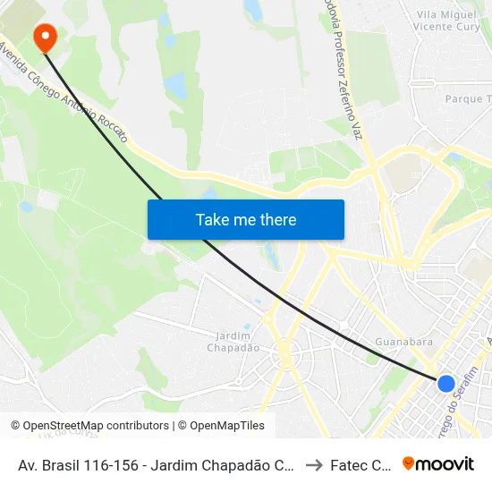 Av. Brasil 116-156 - Jardim Chapadão Campinas - SP 13070-178 Brasil to Fatec Campinas map
