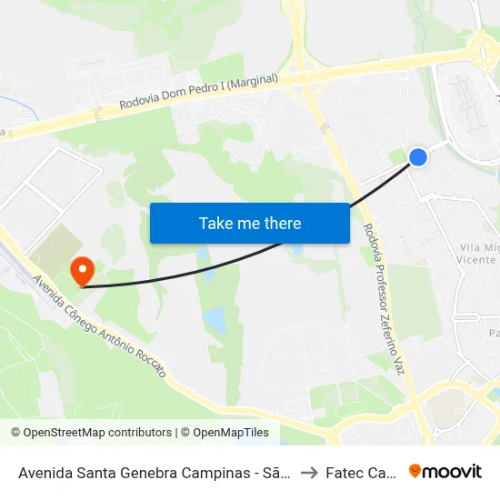 Avenida Santa Genebra Campinas - São Paulo 13081 Brasil to Fatec Campinas map