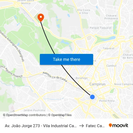 Av. João Jorge 273 - Vila Industrial Campinas - SP Brasil to Fatec Campinas map