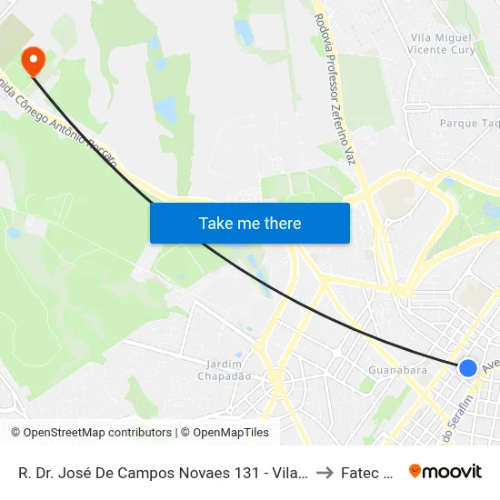 R. Dr. José De Campos Novaes 131 - Vila Angelino Rossi Campinas - SP Brasil to Fatec Campinas map