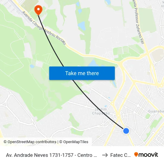 Av. Andrade Neves 1731-1757 - Centro Campinas - SP 13013-161 Brasil to Fatec Campinas map