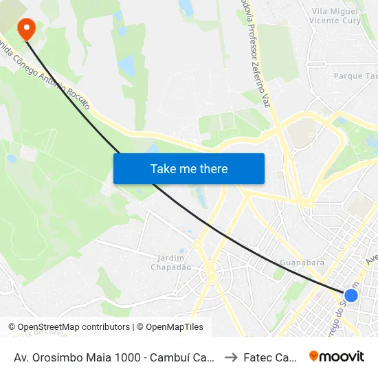 Av. Orosimbo Maia 1000 - Cambuí Campinas - SP Brasil to Fatec Campinas map