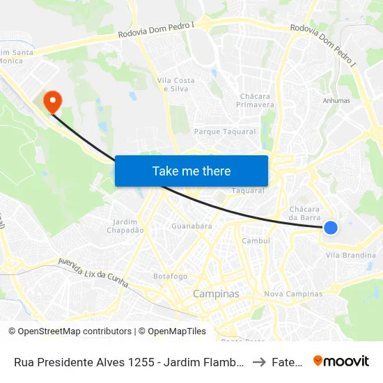 Rua Presidente Alves 1255 - Jardim Flamboyant Campinas - SP 13091-107 República Federativa Do Brasil to Fatec Campinas map
