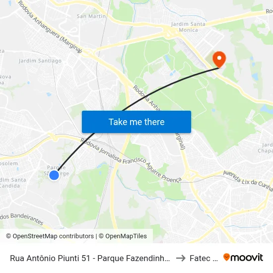 Rua Antônio Piunti 51 - Parque Fazendinha Campinas - SP República Federativa Do Brasil to Fatec Campinas map