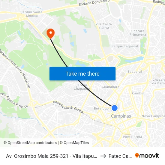 Av. Orosimbo Maia 259-321 - Vila Itapura Campinas - SP Brasil to Fatec Campinas map