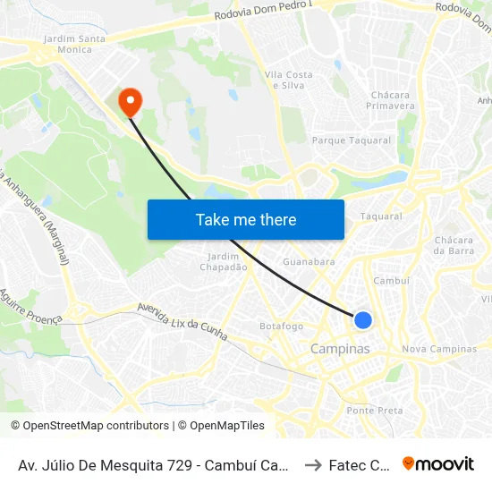 Av. Júlio De Mesquita 729 - Cambuí Campinas - SP 13025-061 Brasil to Fatec Campinas map