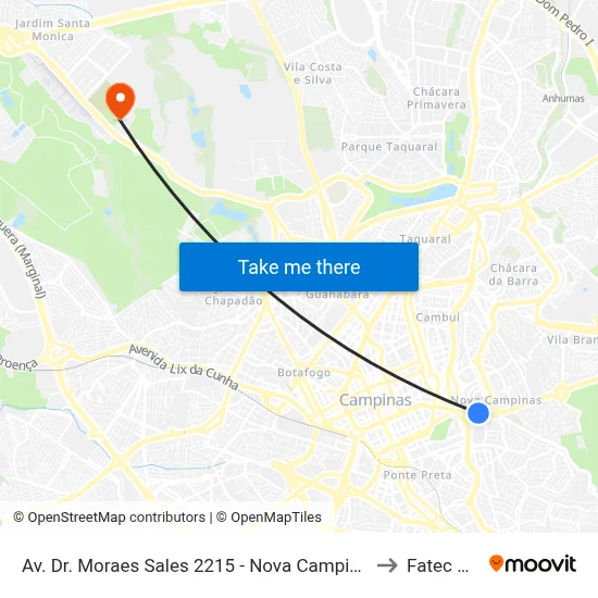 Av. Dr. Moraes Sales 2215 - Nova Campinas Campinas - SP 13092-111 Brasil to Fatec Campinas map