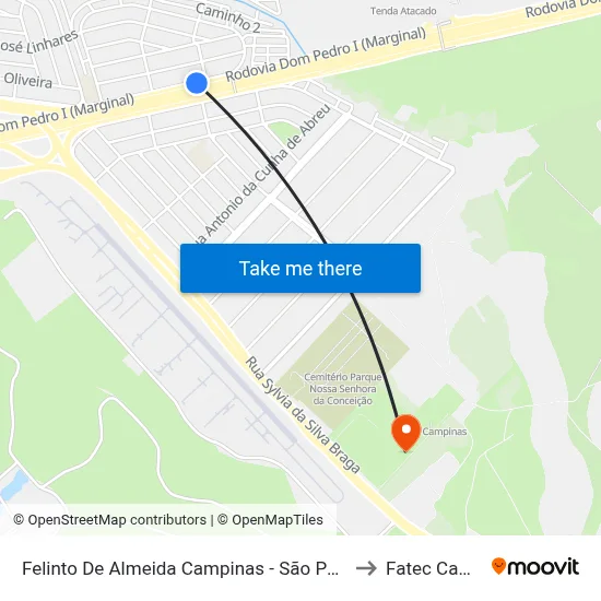 Felinto De Almeida Campinas - São Paulo 13082 Brasil to Fatec Campinas map