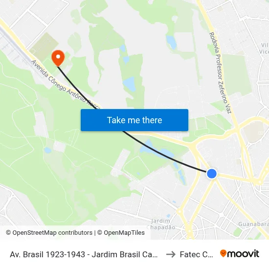 Av. Brasil 1923-1943 - Jardim Brasil Campinas - SP 13073-012 Brasil to Fatec Campinas map