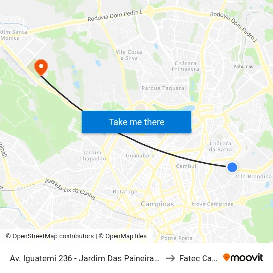 Av. Iguatemi 236 - Jardim Das Paineiras Campinas - SP Brasil to Fatec Campinas map