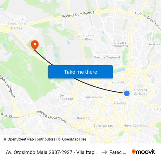 Av. Orosimbo Maia 2837-2927 - Vila Itapura Campinas - SP 13023-002 Brasil to Fatec Campinas map