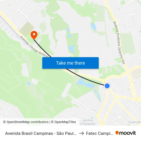Avenida Brasil Campinas - São Paulo Brasil to Fatec Campinas map
