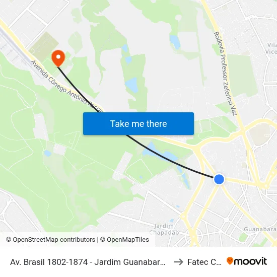 Av. Brasil 1802-1874 - Jardim Guanabara Campinas - SP 13073-148 Brasil to Fatec Campinas map