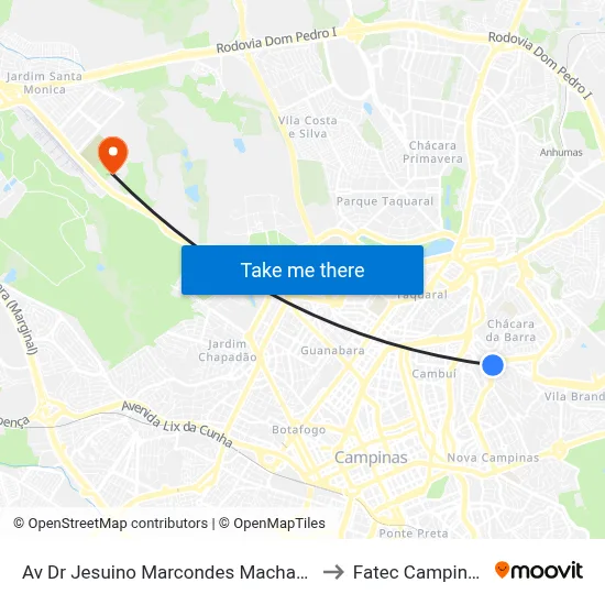 Av Dr Jesuino Marcondes Machado to Fatec Campinas map