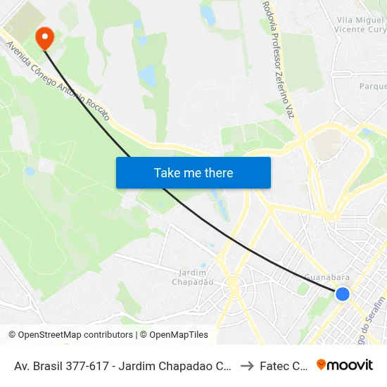 Av. Brasil 377-617 - Jardim Chapadao Campinas - SP 13070-178 Brasil to Fatec Campinas map