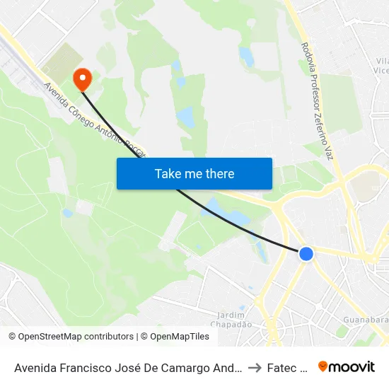Avenida Francisco José De Camargo Andrade Campinas - São Paulo 13070 Brasil to Fatec Campinas map