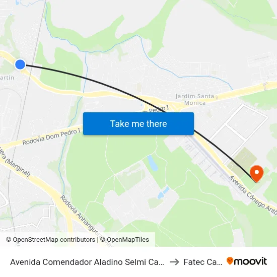 Avenida Comendador Aladino Selmi Campinas - São Paulo Brasil to Fatec Campinas map