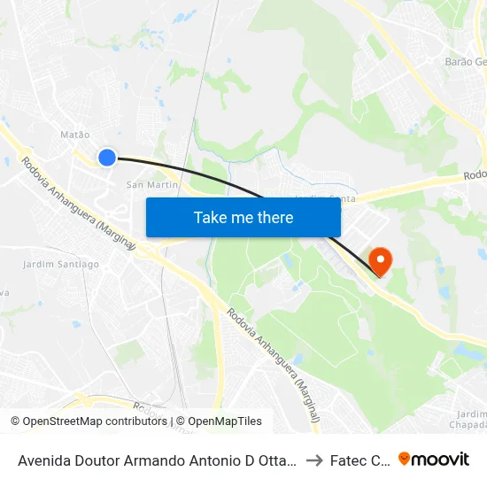 Avenida Doutor Armando Antonio D Ottaviano Campinas - São Paulo Brasil to Fatec Campinas map