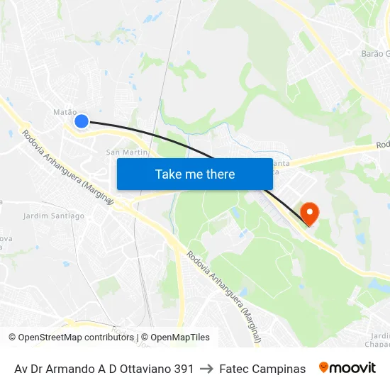 Av Dr Armando A D Ottaviano 391 to Fatec Campinas map