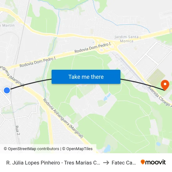 R. Júlia Lopes Pinheiro - Tres Marias Campinas - SP Brasil to Fatec Campinas map