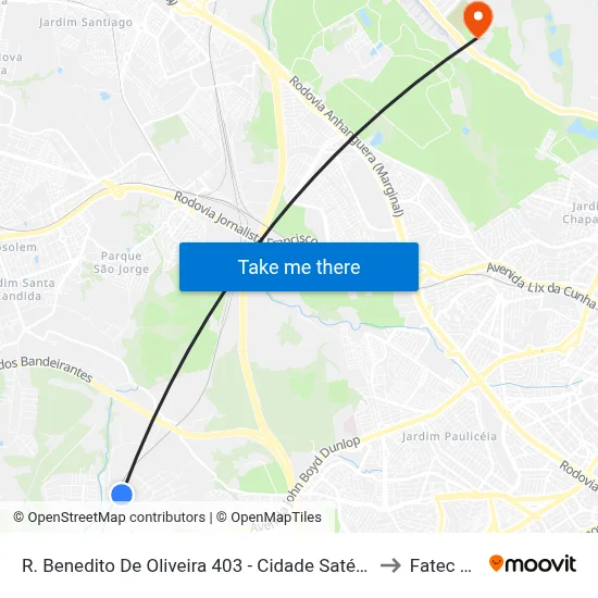 R. Benedito De Oliveira 403 - Cidade Satélite Íris Campinas - SP 13059-611 Brasil to Fatec Campinas map