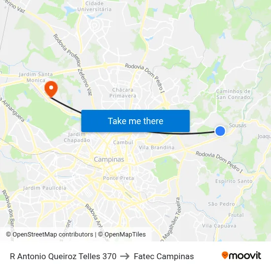 R Antonio Queiroz Telles 370 to Fatec Campinas map