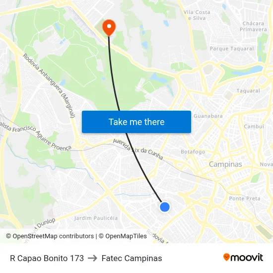 R Capao Bonito 173 to Fatec Campinas map
