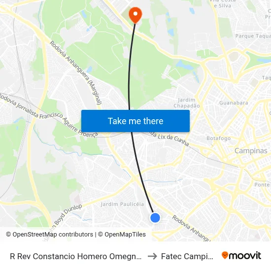 R Rev Constancio Homero Omegna 48 to Fatec Campinas map