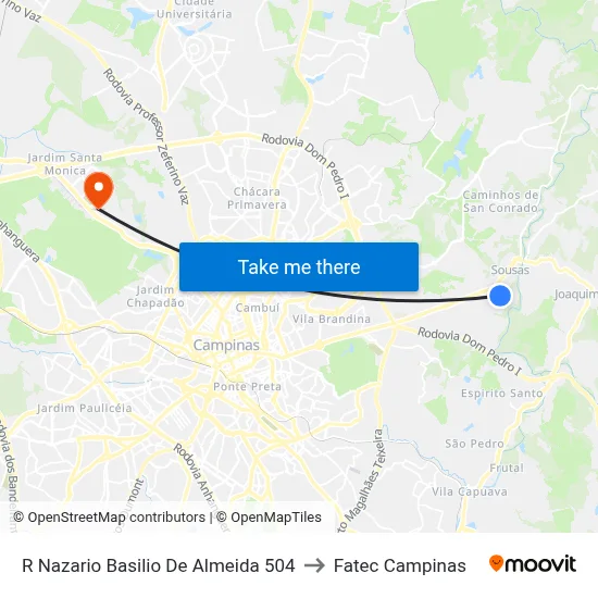 R Nazario Basilio De Almeida 504 to Fatec Campinas map