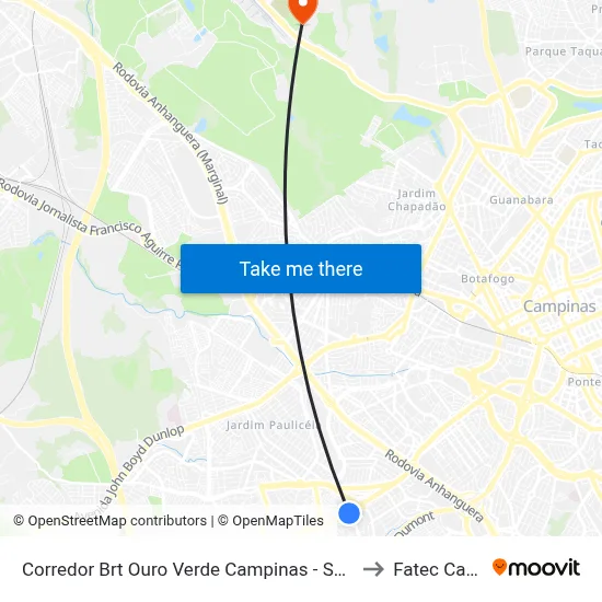 Corredor Brt Ouro Verde Campinas - São Paulo 13050 Brasil to Fatec Campinas map