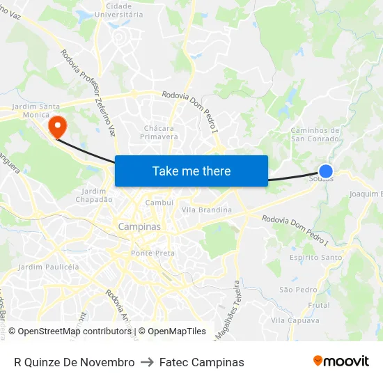 R Quinze De Novembro to Fatec Campinas map