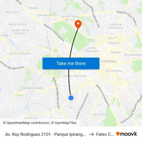 Av. Ruy Rodrigues 2101 - Parque Ipiranga Campinas - SP 13050-800 Brasil to Fatec Campinas map