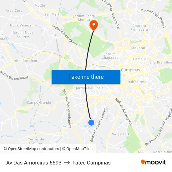 Av Das Amoreiras 6593 to Fatec Campinas map