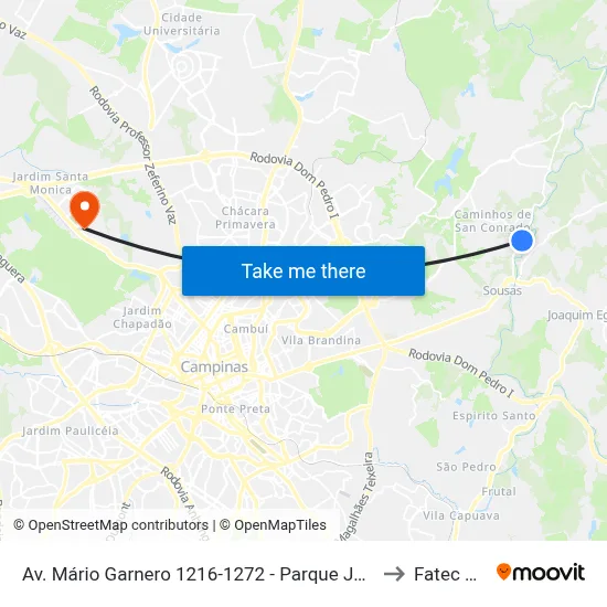 Av. Mário Garnero 1216-1272 - Parque Jatibaia (Sousas) Campinas - SP Brasil to Fatec Campinas map