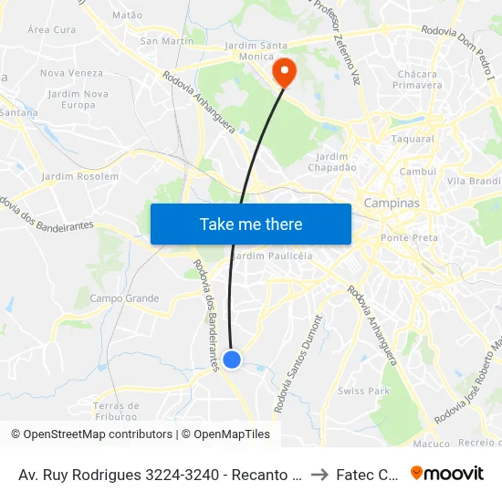 Av. Ruy Rodrigues 3224-3240 - Recanto Do Sol I Campinas - SP Brasil to Fatec Campinas map
