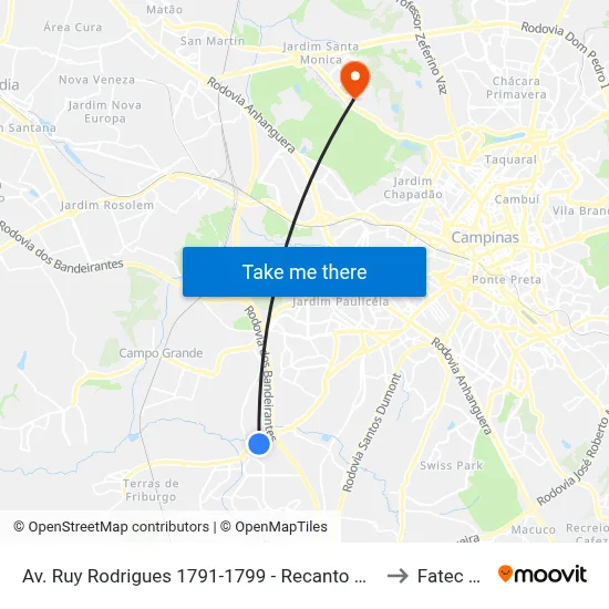 Av. Ruy Rodrigues 1791-1799 - Recanto Do Sol I Campinas - SP 13056-679 Brasil to Fatec Campinas map