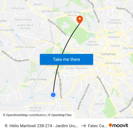 R. Hélio Martineli 238-274 - Jardim Uruguai Campinas - SP Brasil to Fatec Campinas map