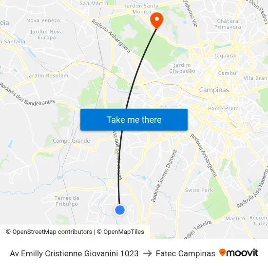 Av Emilly Cristienne Giovanini 1023 to Fatec Campinas map