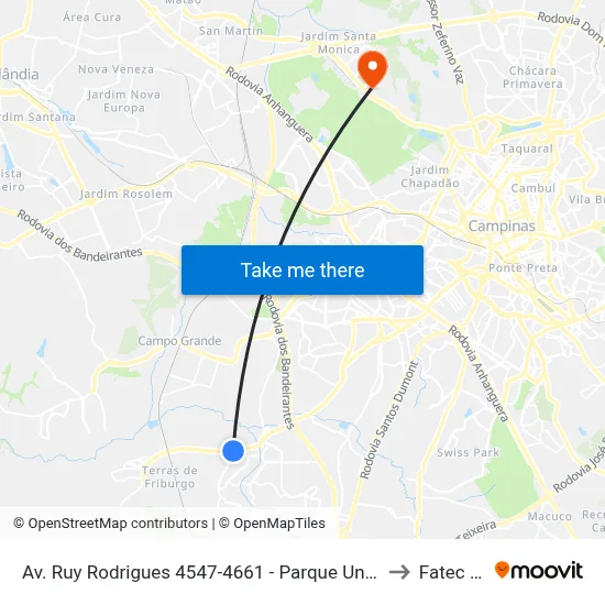Av. Ruy Rodrigues 4547-4661 - Parque Universitario De Viracopos Campinas - SP Brasil to Fatec Campinas map