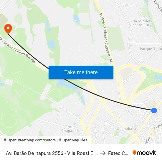 Av. Barão De Itapura 2556 - Vila Rossi E Borchi Campinas - SP Brasil to Fatec Campinas map