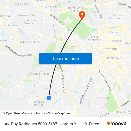 Av. Ruy Rodrigues 5093-5187 - Jardim Yeda Campinas - SP 13060-646 Brasil to Fatec Campinas map