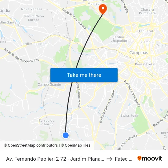 Av. Fernando Paolieri 2-72 - Jardim Planalto De Viracopos Campinas - SP Brasil to Fatec Campinas map
