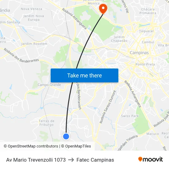 Av Mario Trevenzolli 1073 to Fatec Campinas map