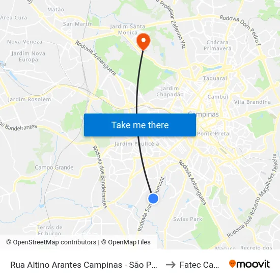 Rua Altino Arantes Campinas - São Paulo 13051 Brasil to Fatec Campinas map