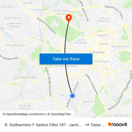 R. Guilhermino F Santos Filho 187 - Jardim São José Campinas - SP 13051-161 Brasil to Fatec Campinas map