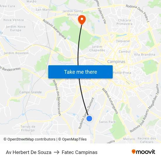 Av Herbert De Souza to Fatec Campinas map