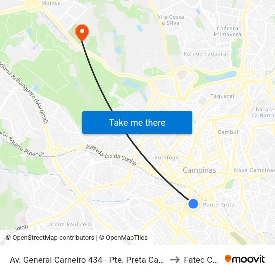 Av. General Carneiro 434 - Pte. Preta Campinas - SP 13041-306 Brasil to Fatec Campinas map